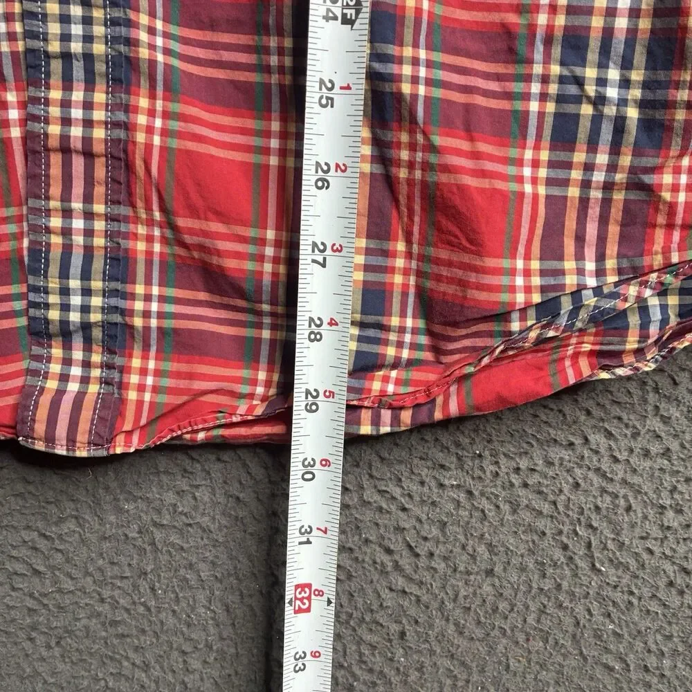 J Crew Lightweight Button Down Shirt Men Large Plaid Long Sleeve Coastal Preppy